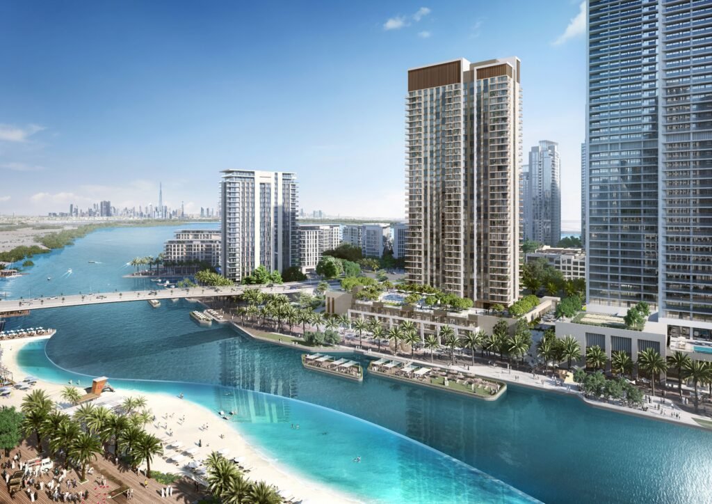 Dubai waterfront residential towers and beach community representing premium off-plan Dubai property investment.